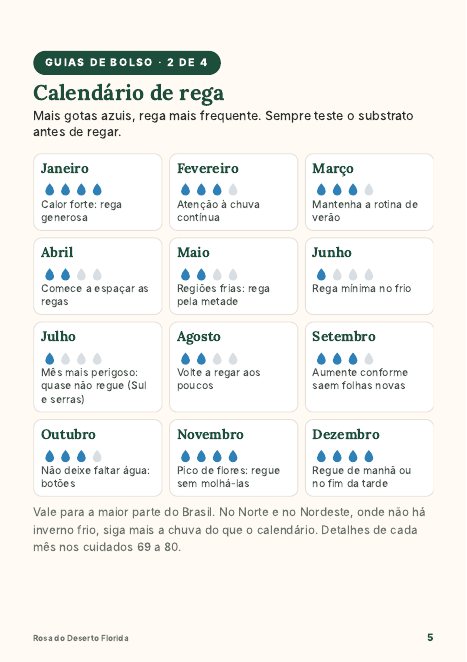 Página: calendário de rega